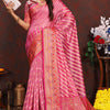 Blooming Pink Soft Banarasi Silk Saree With Glowing Blouse Piece