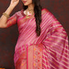Blooming Pink Soft Banarasi Silk Saree With Glowing Blouse Piece
