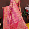Blooming Pink Soft Banarasi Silk Saree With Glowing Blouse Piece