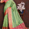 Dazzling Pista Soft Banarasi Silk Saree With Sizzling Blouse Piece