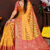 Flaunt Yellow Soft Banarasi Silk Saree With Flattering Blouse Piece