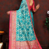 Lovely Firozi Soft Banarasi Silk Saree With Adorning Blouse Piece