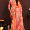 Invaluable Orange Soft Banarasi Silk Saree With Appealing Blouse Piece