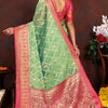 Twirling Pista Soft Banarasi Silk Saree With Traditional Blouse Piece