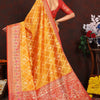 Excellent Yellow Soft Banarasi Silk Saree With Conflate Blouse Piece