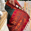 Classy Dark Green Paithani Silk Saree With Adorning Blouse Piece