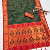Classy Dark Green Paithani Silk Saree With Adorning Blouse Piece