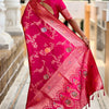 Forbearance Dark Pink Soft Banarasi Silk Saree With Redolent Blouse Piece