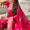 Forbearance Dark Pink Soft Banarasi Silk Saree With Redolent Blouse Piece