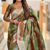 Prodigal Mehndi Soft Banarasi Silk Saree With Fantabulous Blouse Piece