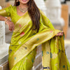 Flamboyant Parrot Soft Banarasi Silk Saree With Precious Blouse Piece