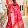 Exquisite Pink Soft Banarasi Silk Saree With Stunner Blouse Piece