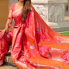 Exquisite Pink Soft Banarasi Silk Saree With Stunner Blouse Piece