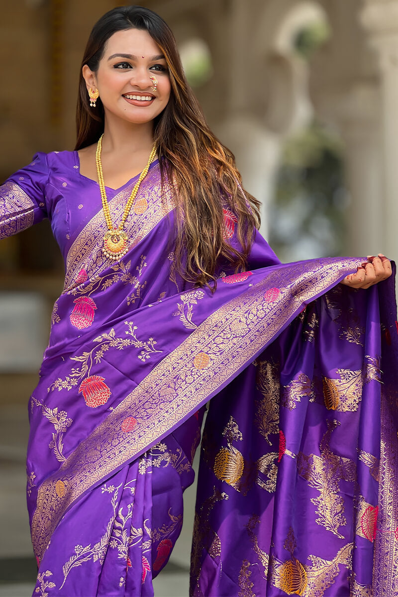 Inimitable Royal Blue Soft Banarasi Silk Saree With Aplomb Blouse Piece