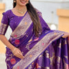 Exquisite Royal Purple Soft Banarasi Silk Saree With Splendorous Blouse Piece