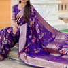 Exquisite Royal Purple Soft Banarasi Silk Saree With Splendorous Blouse Piece