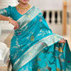 Snazzy Sea Green Soft Banarasi Silk Saree With Sumptuous Blouse Piece