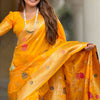Admirable Yellow Soft Banarasi Silk Saree With Angelic Blouse Piece