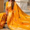 Admirable Yellow Soft Banarasi Silk Saree With Angelic Blouse Piece