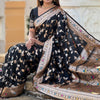 Surreptitious Black Soft Banarasi Silk Saree With Nemesis Blouse Piece