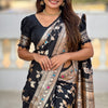 Surreptitious Black Soft Banarasi Silk Saree With Nemesis Blouse Piece