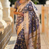 Engrossing Blue Soft Banarasi Silk Saree With Desiring Blouse Piece