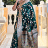 Glowing Dark Green Soft Banarasi Silk Saree With Radiant Blouse Piece