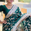 Glowing Dark Green Soft Banarasi Silk Saree With Radiant Blouse Piece