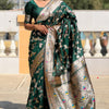Glowing Dark Green Soft Banarasi Silk Saree With Radiant Blouse Piece