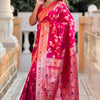 Glorious Dark Pink Soft Banarasi Silk Saree With Classic Blouse Piece