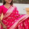 Glorious Dark Pink Soft Banarasi Silk Saree With Classic Blouse Piece