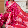 Glorious Dark Pink Soft Banarasi Silk Saree With Classic Blouse Piece