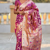 Captivating Lavender Soft Banarasi Silk Saree With Delectable Blouse Piece
