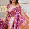 Captivating Lavender Soft Banarasi Silk Saree With Delectable Blouse Piece