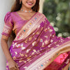 Captivating Lavender Soft Banarasi Silk Saree With Delectable Blouse Piece