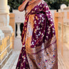 Eloquence Purple Soft Banarasi Silk Saree With Amiable Blouse Piece