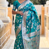 Luxuriant Rama Soft Banarasi Silk Saree With Elaborate Blouse Piece
