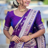 Piquant Royal Purple Soft Banarasi Silk Saree With Effulgent Blouse Piece