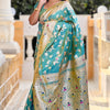 Ineffable Sea Green Soft Banarasi Silk Saree With Scrupulous Blouse Piece
