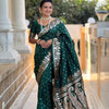 Ethnic Dark Green Soft Banarasi Silk Saree With Hypnotic Blouse Piece