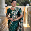 Ethnic Dark Green Soft Banarasi Silk Saree With Hypnotic Blouse Piece