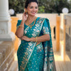 Denouement Rama Soft Banarasi Silk Saree With Delectable Blouse Piece