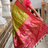 Improbable Mehndi Soft Banarasi Silk Saree With Resplendent Blouse Piece