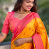 Intricate Yellow Paithani Silk Saree With Phenomenal Blouse Piece