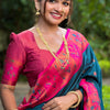 Ephemeral Teal Blue Paithani Silk Saree With Dalliance Blouse Piece