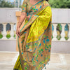 Flaunt Parrot Paithani Silk Saree With Gratifying Blouse Piece