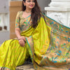 Flaunt Parrot Paithani Silk Saree With Gratifying Blouse Piece