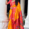 Brood Yellow Paithani Silk Saree With Ebullience Blouse Piece