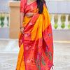 Brood Yellow Paithani Silk Saree With Ebullience Blouse Piece