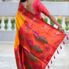 Brood Yellow Paithani Silk Saree With Ebullience Blouse Piece